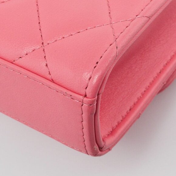 Chanel Coral Quilted Lambskin Leather Mini Trendy CC Clutch with Chain Bag - Picture 11 of 11
